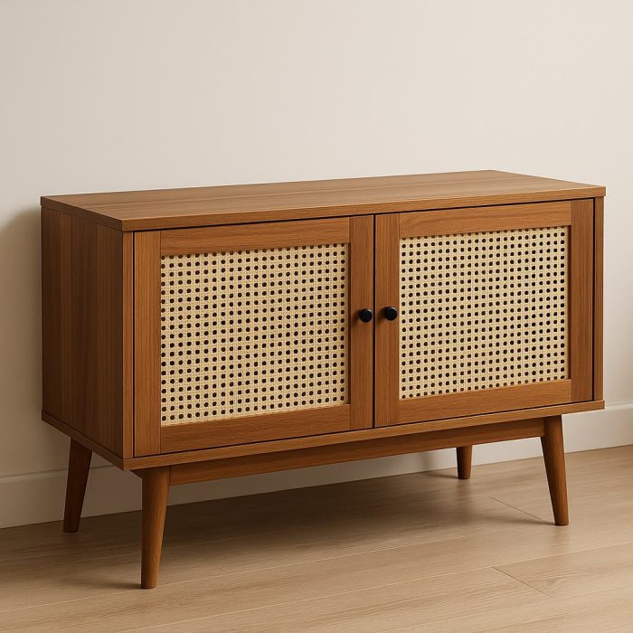 Kabinet Samping 2 Pintu Rotan Minimalis (2-Door Rattan Accent Cabinet)