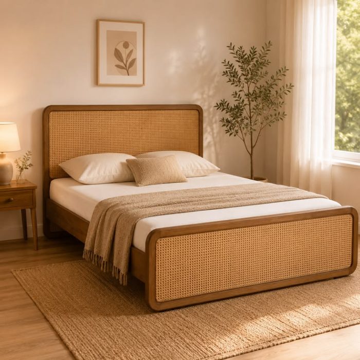 Tempat Tidur Rotan Frame Lengkung