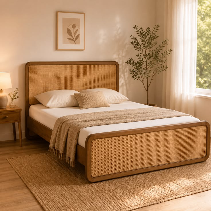 Tempat Tidur Rotan Frame Lengkung
